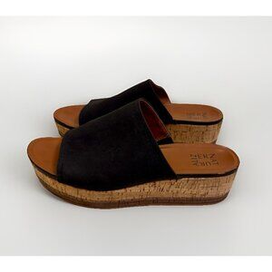 Naturalizer Kirstin Slide Sandals Size 9.5 Cork Wedges Black Platform Shoes Boho